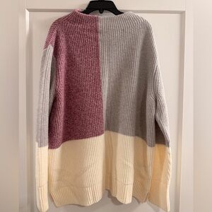 Barbour Color Block Mock Neck Sweater - Burgundy, Gray, Cream